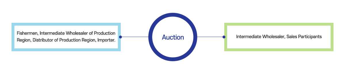 1.경매역할:노량진 수산시장의 주력사업으로서 연근해, 양식, 원양, 수입 수산물을 취급하는 어민, 산지 중도매인, 산지유통인, 수입업자 등이 출하한 물품을 위탁받아 공정경쟁매매 또는 입찰(수의매매, 정가매매)을 통해 책임판매하여 주고 일정한 수수료를 징수하는 사업을 하고 있습니다. 2.부대사업:경매사업의 효율성 재고와 수익확보를 위해 임대사업, 얼음사업, 주차사업, 냉동사업을 수행하고 있습니다.