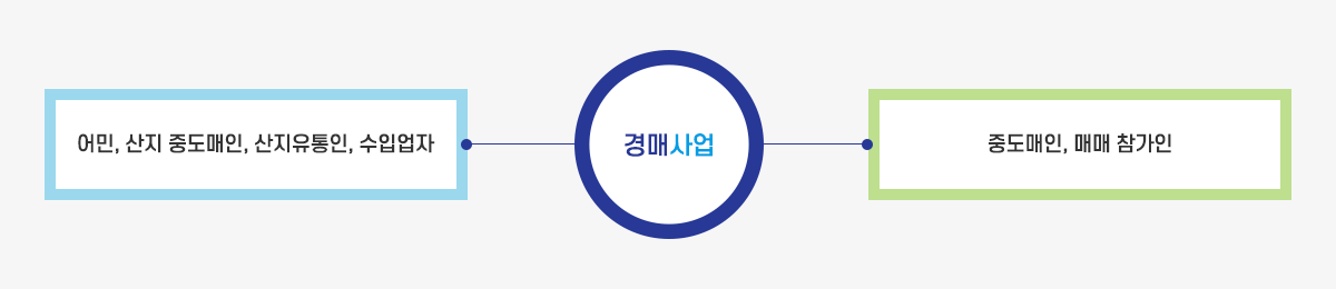 어민, 산지 중도매인, 산지유통인, 수입업자 - 경매사업 - 중도매인, 매매 참가인